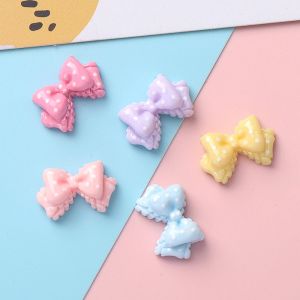 7 Colors Mini Bow Resin Charms Polka Dot Shiny Flatback for DIY Hairpin Phone Case Cup Jewelry Making