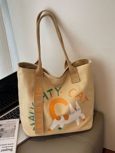 Casual Large Capacity Canvas Tote Bag Womens 2025 New Outdoor Handbag Single Shoulder Commuter Bag Student Class Tote Bag