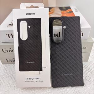 Samsung | Carbon Fiber Magnetic Phone Case For Samsung Galaxy Z Fold7 Fold 7 Official Texture Protective Cover &2Pcs Tempered Glass Screen