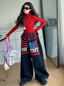 MPW | Girls Knitted High Collar Two-Piece Set Fashionable Casual Autumn Wear For Middle And Older Children Korean American Style