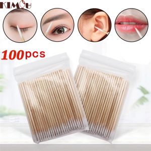 100/500Pcs Disposable Wooden Cotton Swabs Ultra-fine Tip Head Nails Ear Cleaning Cotton Sticks