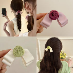 Exquisite Compact Bow Hair Pin Korean Fashion Elegant Simple Rose Hairclip Side Clip Hair Accessories for Women Girls