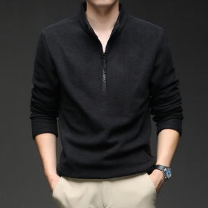 Áo Nỉ Nam Màu Trơn Cổ Đứng Khóa Kéo Dài Tay Áo Dài Ấm Áp Mùa Thu Phong Cách Hàn Quốc Thường Ngày Thời Trang