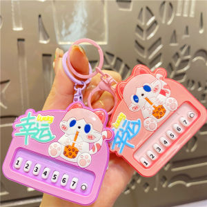 Trending Cartoon Cute Fun Lucky Milk Tea Meow Happy Note Keychain Pendant Student Schoolbag Pendant Gift