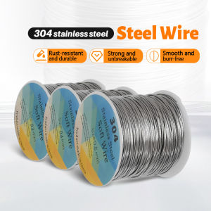 【100m/Roll】304 Stainless Steel Wire 0.3-0.8mm Steel Wire Bundling Fixing Diy Production Special Steel Wire 304 Wayar Keluli Tahan Karat 软细不锈钢丝