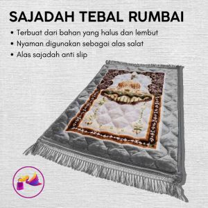 Sajadah Tebal Busa Empuk Rumbai Anti Slip Premium