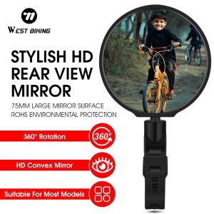 West Biking | WEST BIKING Universal Bike Rearview Mirror 360° Rotate Adjustable HD Convex Rear View Mirror Bicycle Handlebar Rearview Mirrors