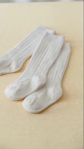 3 Pairs of Baby Socks 0-8 Years Striped High Knee Cotton Soft Kids Socks Set for Boys Girls Toddler Non-Slip White Children Socks