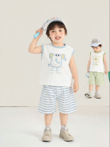 CUTEPANDAS | Bộ Áo Không T Tay và Quần Short Trẻ Em Hình Thú