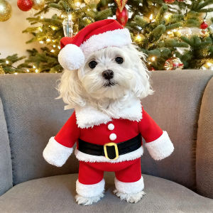 Pet Santa Claus Outfits for Small Dogs Cats Cosplay Clothes Cute Christmas Dog Costume Puppy Jumpsuit New Year Dress Up Gifts
