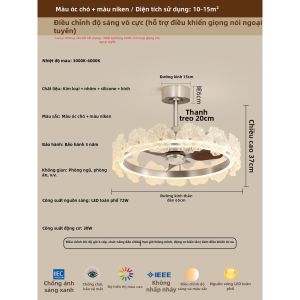 FANZHEN | Đèn Quạt Trần Thiết Kế Cánh Hoa Êm Ái