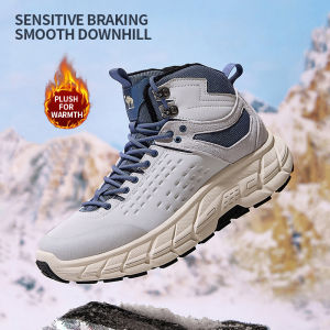 Camel outdoor mens water-repellent non-slip winter fleece hiking shoes
