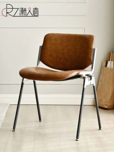 Nordic Style Dining Chair Modern Simple Home Use Cafe Milk Tea Shop Designer Casual Chair Non Rotatable Metal Leather Finish
