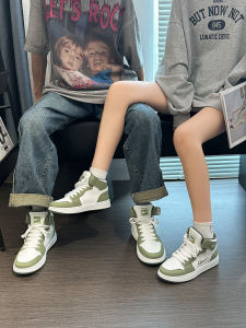 Couples High Top Sports Shoes Womens Style Spring White Sneakers Versatile Trendy Cross Buckle Korean Version Casual Board Shoes