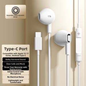 ERYE | Semi In-Ear Type-C Wired Headphones with Noise Cancellation and High Sound Quality
