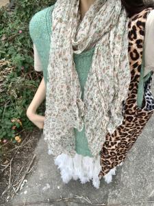 Spring Summer Floral Cotton Linen Scarf Womens Thin Korean Style Vintage Artistic Pleated Silk Scarf Versatile Shoulder Wrap