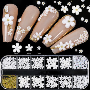 12Grids 3D Golden Silvery Ocean Nail Charms Summer Shell Starfish Conch Rivets Nail Art Decoration DIY Beach Manicure Accessory