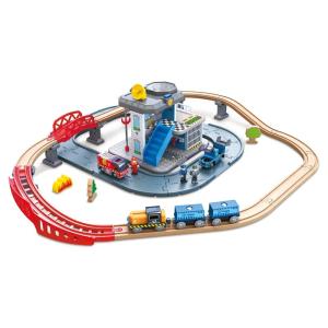 Hape | Educational Wooden Train Set with Rescue Station
