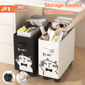 JFS Under Desk Utility Cart Storage Basket with Wheels Folding Laundry Basket Organizer Oxford Storage Box for Toys Clothes