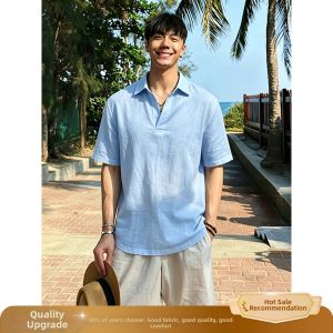 OUMULONG | Elegant and Breathable Linen Polo Shirt