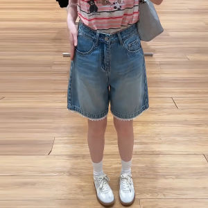 MEITESIJIAONU | Summer Lace Stitched Denim Shorts