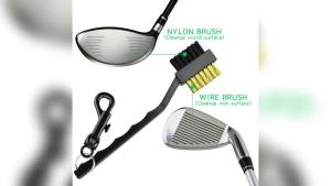 Golf Club Cleaning Kit Polyester Fiber Towel & Nylon Brush with Sturdy Clip for Portable Course Maintenance Tool
