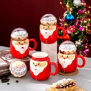 Gelas & Mug Ceramic Natal PomPom Lucu Santa Clause Dengan Box