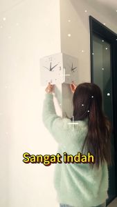 Lighthundred Jam Dinding Creative Double-Sided Wall Clock Corner Clock Double-Sided Wall Clock Living Room Silent Movement - 26x26cm