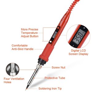 JCD 80W Soldering Iron Kit with Adjustable Temperature LCD Digital Display Welding Repair Tools Ceramic Heater Soldering Tips