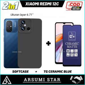 PROMO PAKET MURAH 2 IN 1 SOFTCASE XIAOMI REDMI 12C CAMERA SOFTCASE SLIM BLACK MATTE CASE LIQUIT + ANTI GORES CERAMIC MATTE ANTI SPY