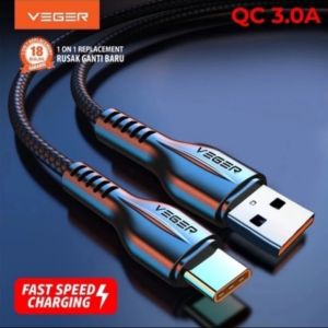 KABEL DATA VEGER VG18 MICRO USB TYPE C KABEL CHARGER VEGER LIGHTNING IOS FAST