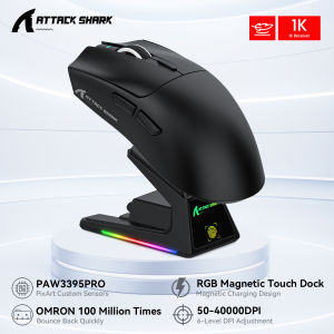 ATTACK SHARK | ATTACK SHARK X1 Tri-Mode Gaming Mouse|PAW3395PRO Sensor 40000DPI |RGB Magnetic Dock|100M Clicks|2.4G Wireless/Bluetooth/Wired