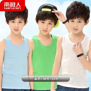 เสื้อกั๊กเด็กผ้าฝ้ายแท้บางสำหรับฤดูร้อน เสื้อชั้นในลำลองสำหรับเด็กชาย วัสดุผ้าฝ้ายแท้ 100% คอกลม แขนสั้น ทรงสลิมฟิต