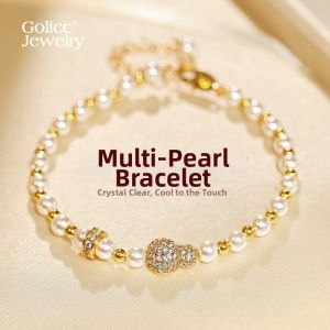 golicc | Golden Zircon Gourd Pearl Beaded Bracelet Female Elegant Luxury