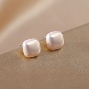 Luxurious 999 Silver Pearl Square Candy Earrings Womens Fashion Jewelry Fresh out New 2024 Unique Small Batch Ear Rings
