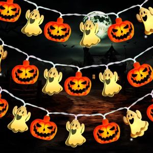 10/20 LED Halloween Ghost Pumpkin Battery Powered String Fairy Lights for Bedroom Home Garden Party Window Holiday Decor