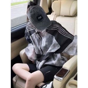 Hooded Tie-dye Loose Long Sleeve Large Size Lightweight Sun-protective Coat