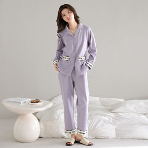miiow | Pure Cotton Sleepwear Womens Long Sleeve Home Clothes Set Cat Person Autumn Winter Close-Fitting Outwearable Comfortable Home