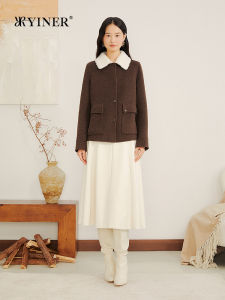 Retro Barn Style Wool Cashmere Blend Fur Collar Jacket
