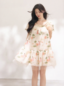 KEIKO | New Chinese Style Delicate Floral Print Chiffon Dress