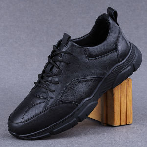 Mens Casual Leather Shoes Soft Leather Breathable Cowhide Sport Shoes Autumn Season Comfortable Flat Bottom Shoes for Men
