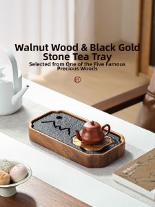 SHANGYANFANG | Walnut Wood Tea Tray Stone 20x26cm