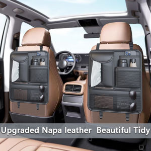 PU Leather Premium Car Seat Back Organizer Travel Accessories Seat Storage Bag Back Seat Dining Table and Cup Holder Universal Model