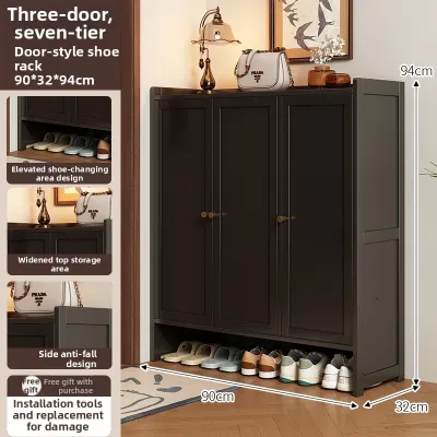 TUOJUE | Aesthetic New Model Door-Featured Dust-Proof Bamboo Shoe Cabinet Space-Saving