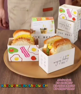 [10 PCS] Kardus KOTAK Sandwich Box / Kemasan Roti Hotdog Box Gambar Karakter / Kotak Sandwich Import