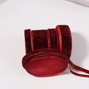 5-10yards 7/10/15/20/25/38mm Wine Red Velvet Ribbon Sparkle Glitter Ribbon For Present Gift Bouquet Wrapping Party Decoration