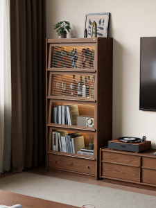 DONGMU | Solid Oak Dustproof Display Cabinet Glass Doors Bookshelf
