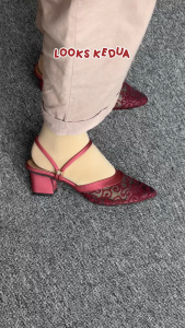 SANDAL BUSTONG BRUKAT WANITA  HEELS PESTA-SENDAL HAK TAHU BRUKAT CHUNKY 5CM-HEELS PESTA WANITA TERBARU-HEELS WANITA PESTA