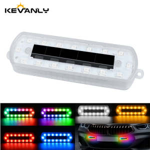 KEVANLY | 1x Solar Power Strobe Warning Light Motorcycle Car Motorbike ATV RV Tail Colorful LED Night Rear Collision Flashing Signal Lamp