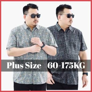 60-175KG Men Plus Size Loose Collar Short Sleeve Tops Man Casual Big Size Beach Hawaii Paisley Printed Button Shirt